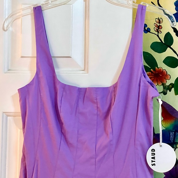 πΊπHPππΊ NWT Staud Wells Midi Dress Amethyst - Picture 11 of 16
